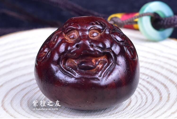 正品印度小叶紫檀木牛手把件挂件（牛气冲天）-5