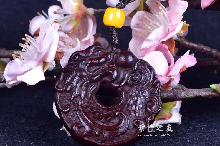 正品印度小叶紫檀龙牌【单龙戏珠】-6