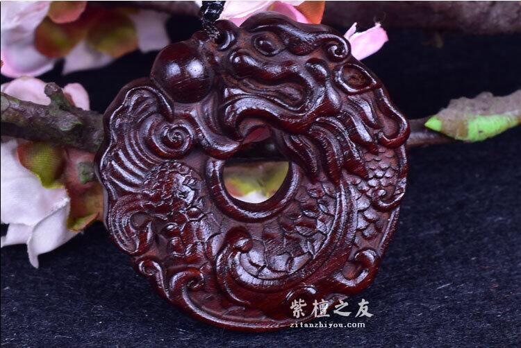 正品印度小叶紫檀龙牌【单龙戏珠】-4