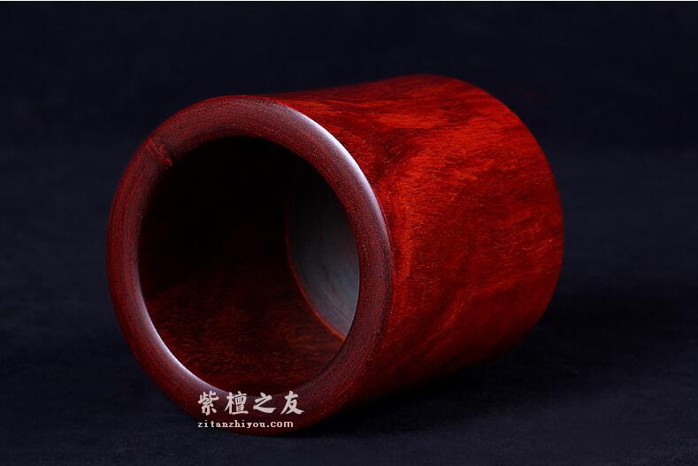 印度小叶紫檀 满金星笔筒-4