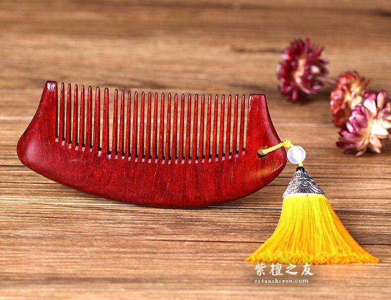 小叶紫檀木梳 防静电木质梳子-2