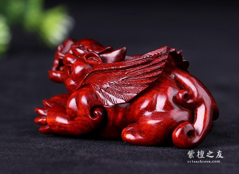 小叶紫檀飞天貔貅手把件-3