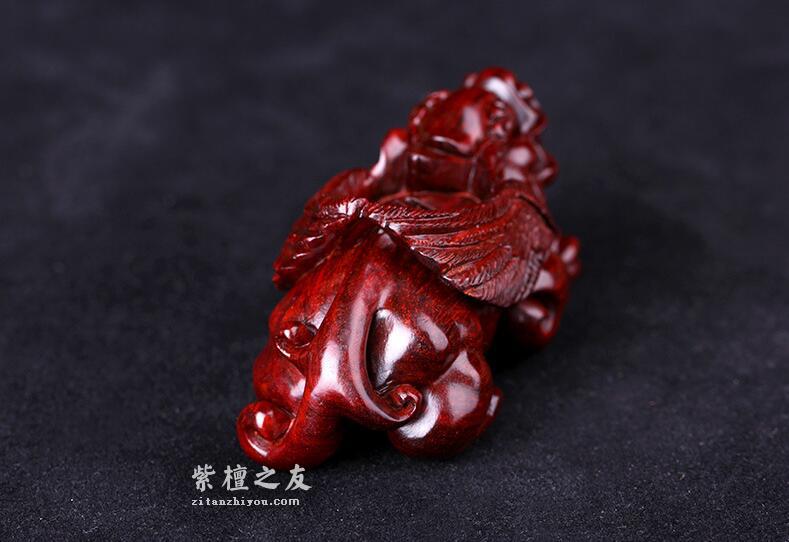 小叶紫檀飞天貔貅手把件-7