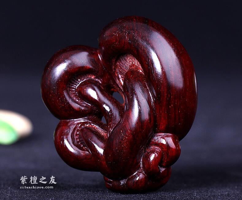 小叶紫檀蘑菇手把件 老料高密度-5