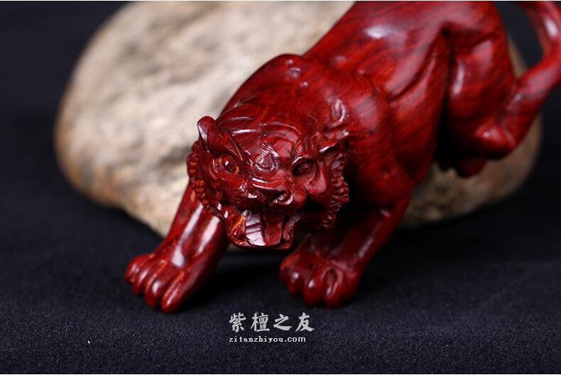 印度小叶紫檀老虎摆件 纯手工雕刻 老料高油-5