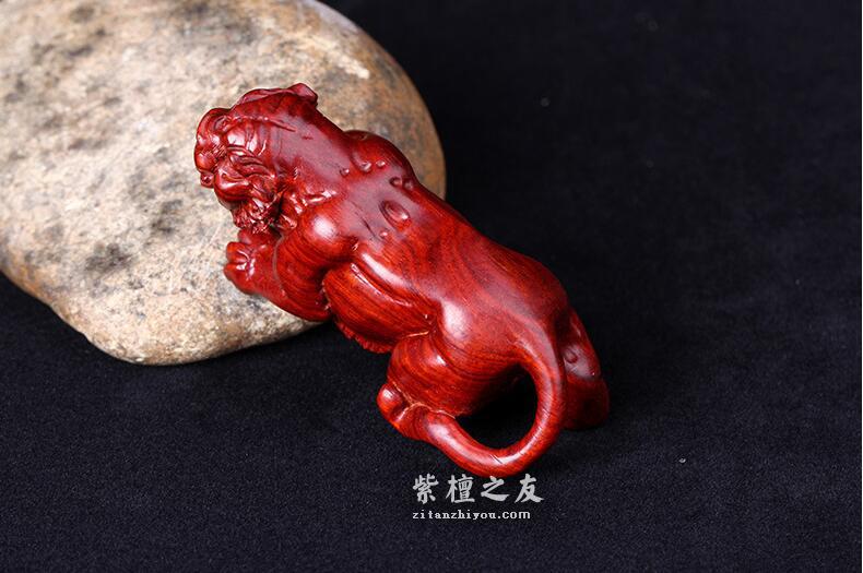 印度小叶紫檀老虎摆件 纯手工雕刻 老料高油-7