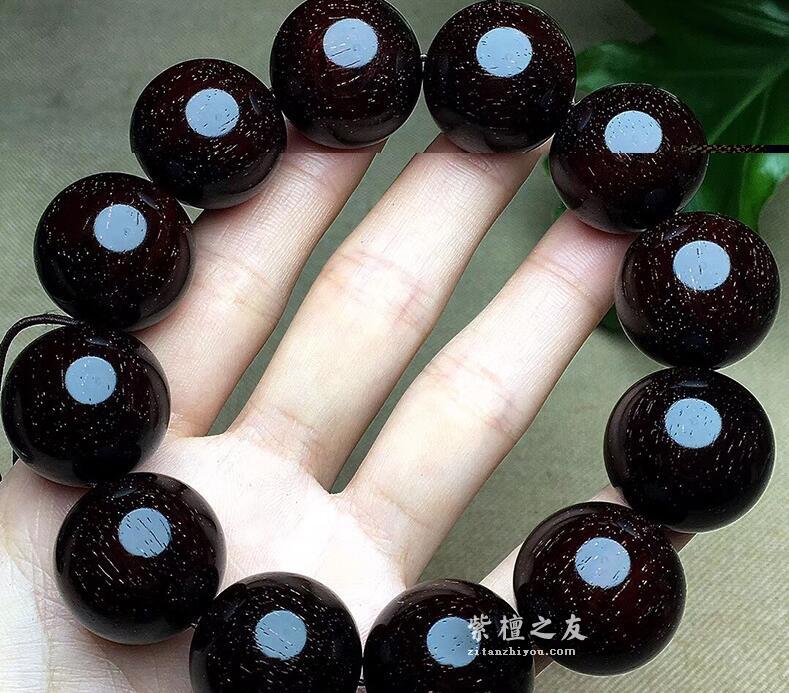 小叶紫檀满金星2.0男士佛珠手串 野生林手工老料-2