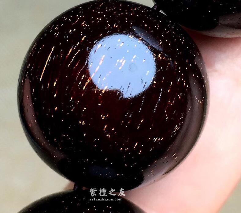 小叶紫檀满金星2.0男士佛珠手串 野生林手工老料-4