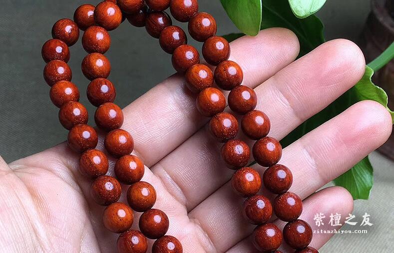 印度小叶紫檀108颗 8mm男女款佛珠手串带金星 4.5星材质-3