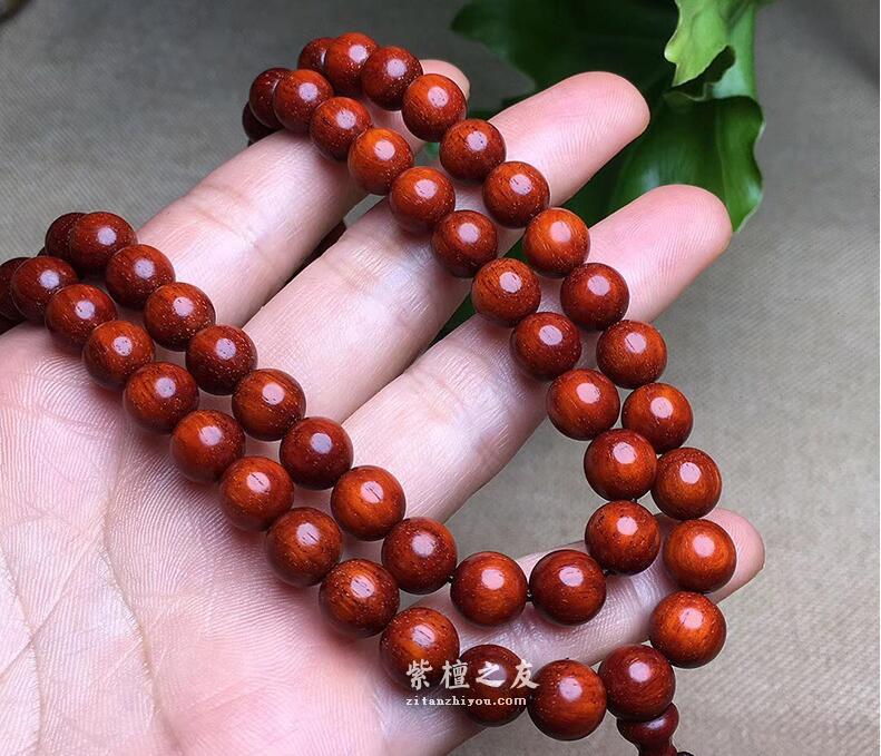 印度小叶紫檀108颗 8mm男女款佛珠手串带金星 4.5星材质-6