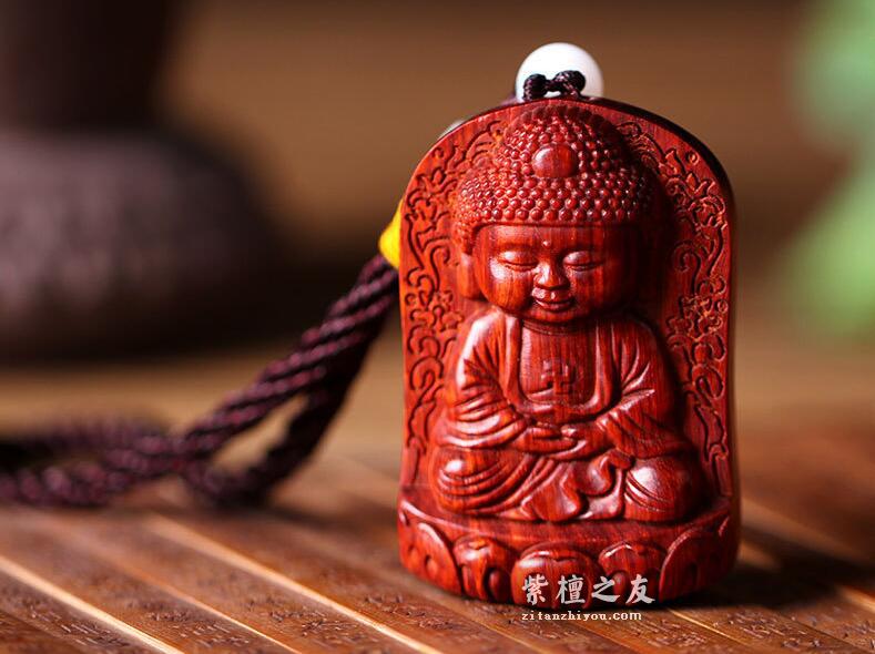 小叶紫檀小萌佛 文玩手把件-1