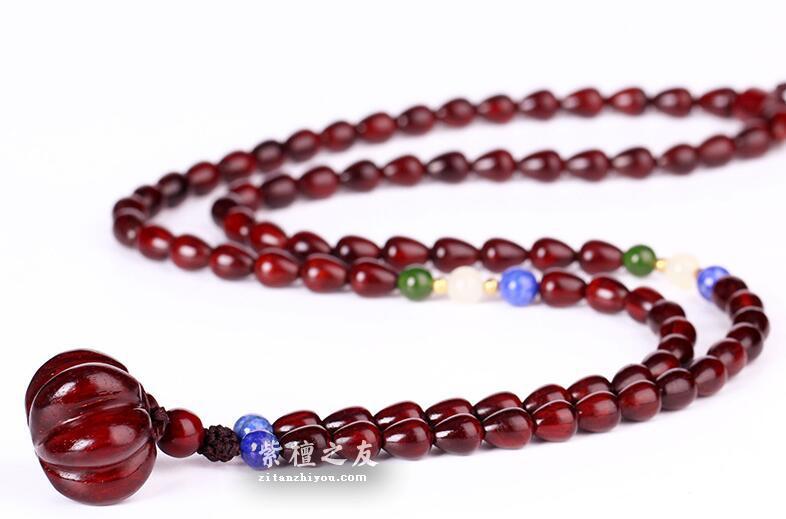 小叶紫檀南瓜项链6*8mm 女士项链-2