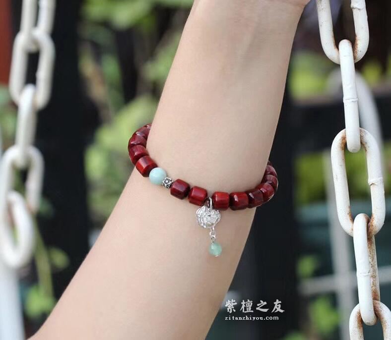 小叶紫檀【似荷莲】女士8mm桶珠手串 老料-4