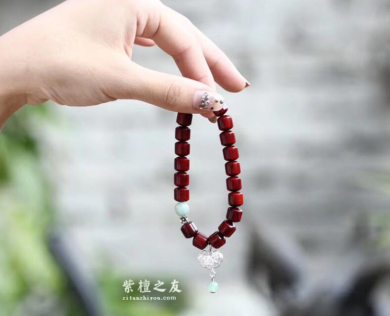 小叶紫檀【似荷莲】女士8mm桶珠手串 老料-6