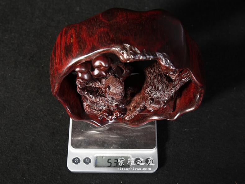 印度小叶紫檀猴子摘桃摆件-9
