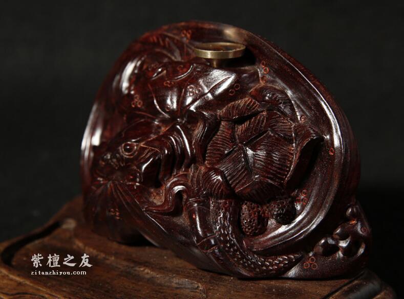 正宗印度小叶紫檀出水芙蓉倒流香-2