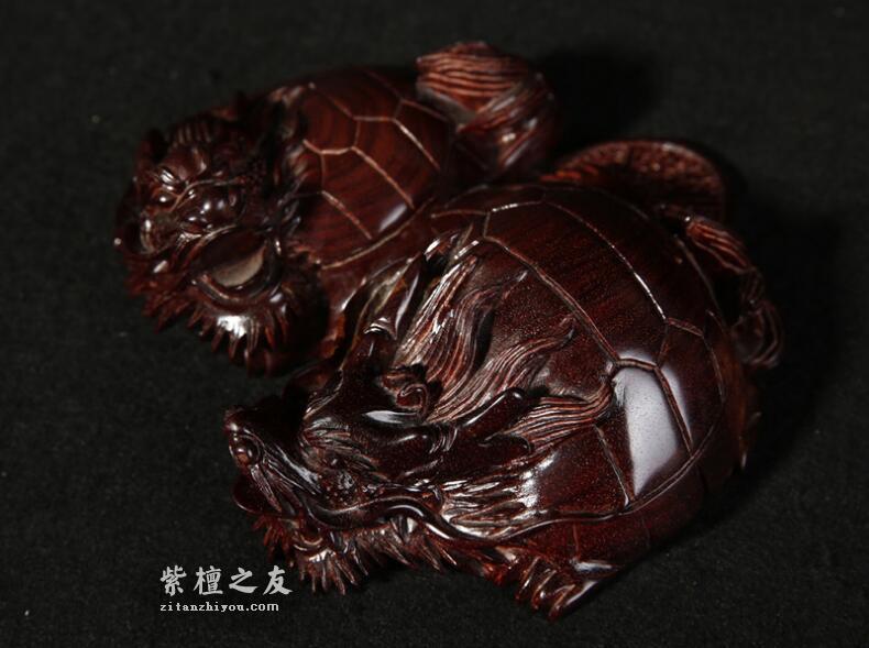 正宗印度小叶紫檀纯手工雕刻摆件龙归双龙高油性密度老料-4