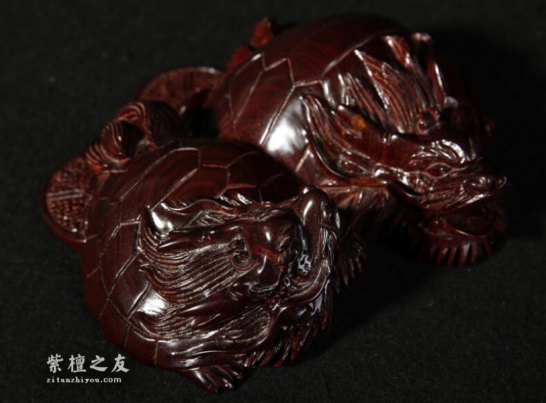 正宗印度小叶紫檀纯手工雕刻摆件龙归双龙高油性密度老料-5