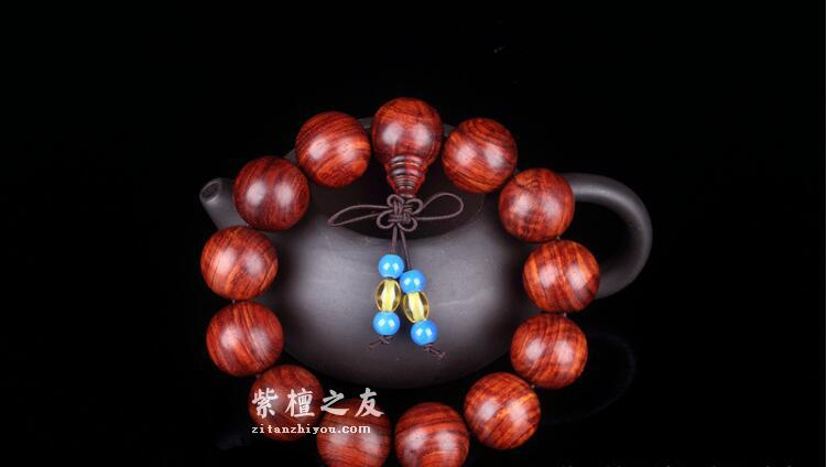 正宗印度老料小叶紫檀水波纹略带金星佛珠少棕眼高密度1.8手串-3