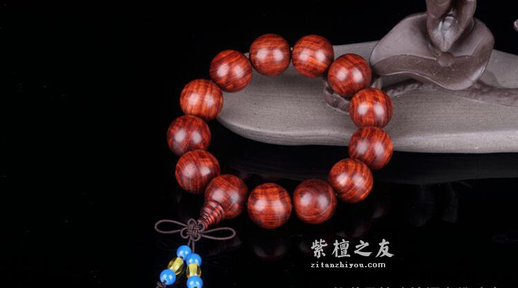 正宗印度老料小叶紫檀水波纹略带金星佛珠少棕眼高密度1.8手串-5