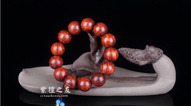 正宗印度老料小叶紫檀水波纹略带金星佛珠少棕眼高密度1.8手串-4
