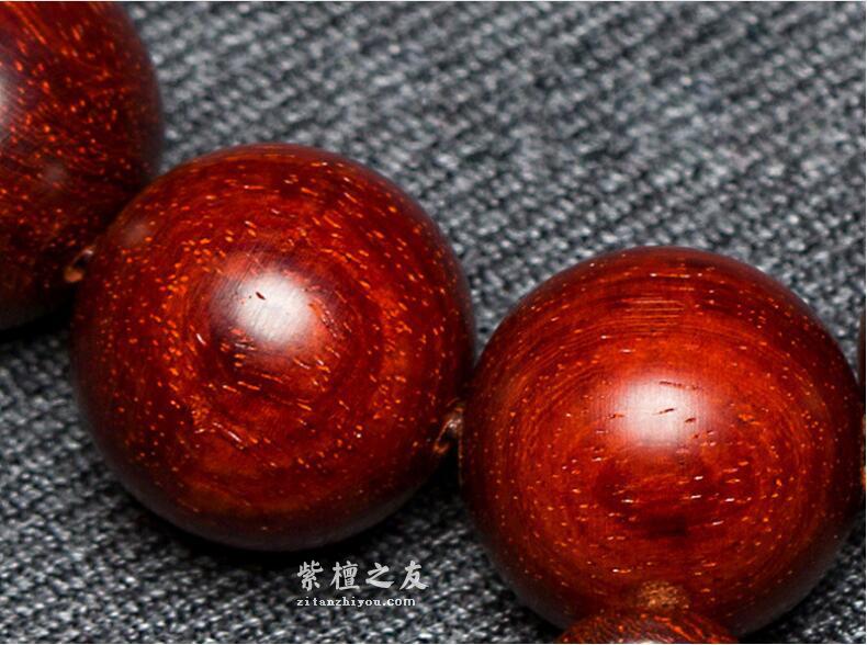 印度老料小叶紫檀 佛珠手链 手串念珠15mm 同料顺纹金星男女款-3