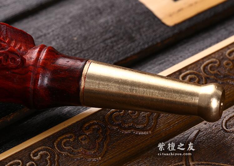 印度小叶紫檀精雕木质手把件男士烟嘴烟具 20*115mm高档商务礼品-8