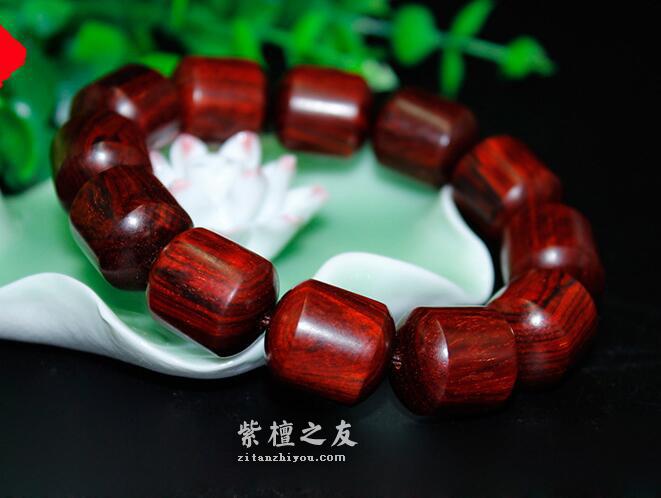 小叶紫檀18MM桶珠佛珠手串手链 男女念珠-3