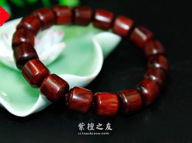 小叶紫檀18MM桶珠佛珠手串手链 男女念珠-2