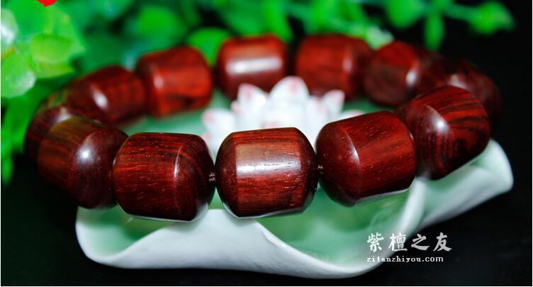 小叶紫檀18MM桶珠佛珠手串手链 男女念珠-4