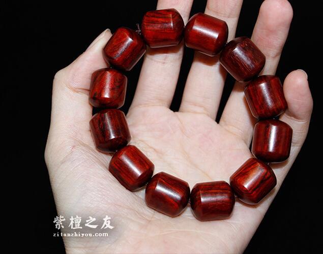 小叶紫檀18MM桶珠佛珠手串手链 男女念珠-8