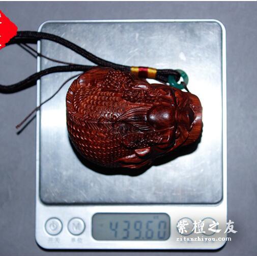小叶紫檀龙鱼挂饰挂件 手把件6.8*4.5 精美雕刻-3
