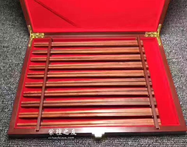 印度小叶紫檀木筷 实木礼盒装10双实木筷子红木家居礼品-4