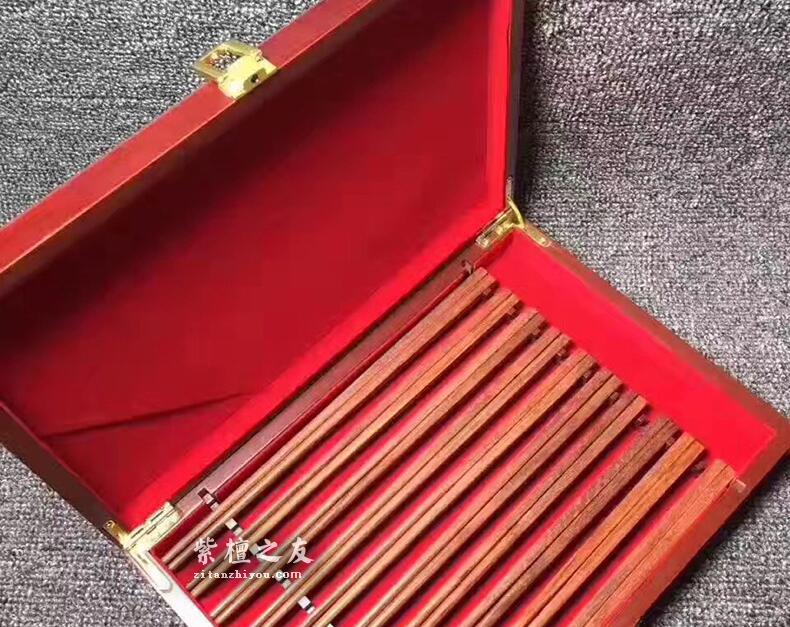 印度小叶紫檀木筷 实木礼盒装10双实木筷子红木家居礼品-5