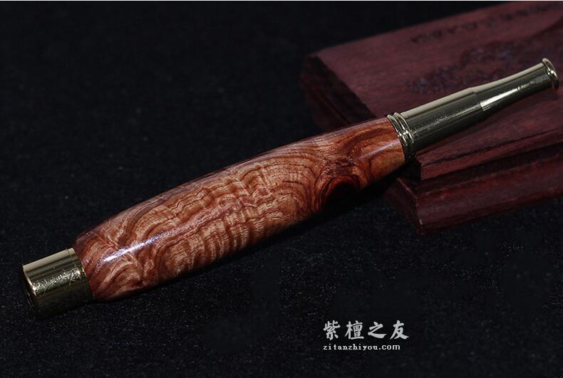 紫檀柳烟嘴 大肚过滤烟嘴直通型 纹路酷似海南黄花梨-1