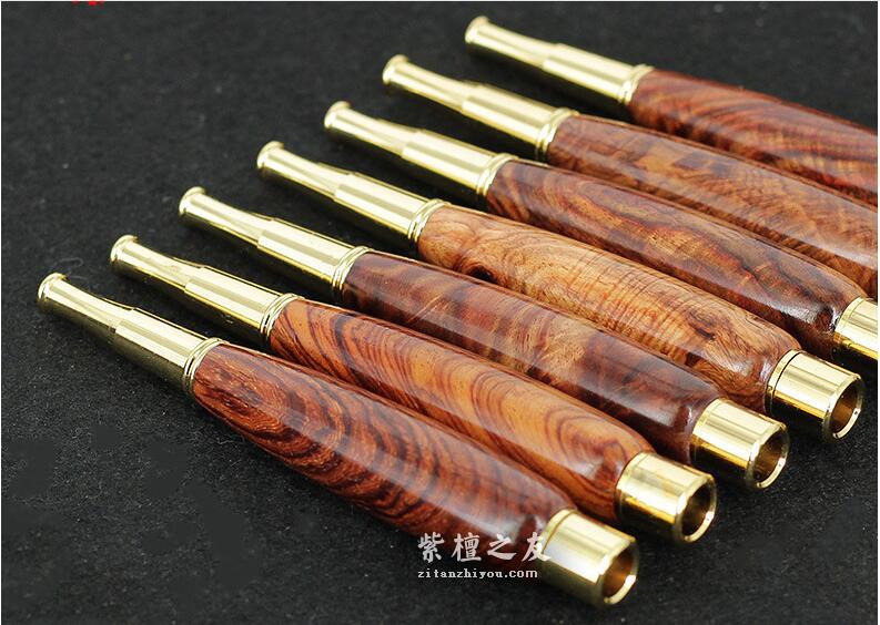 紫檀柳烟嘴 大肚过滤烟嘴直通型 纹路酷似海南黄花梨-3