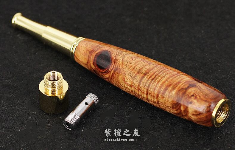 紫檀柳烟嘴 大肚过滤烟嘴直通型 纹路酷似海南黄花梨-2