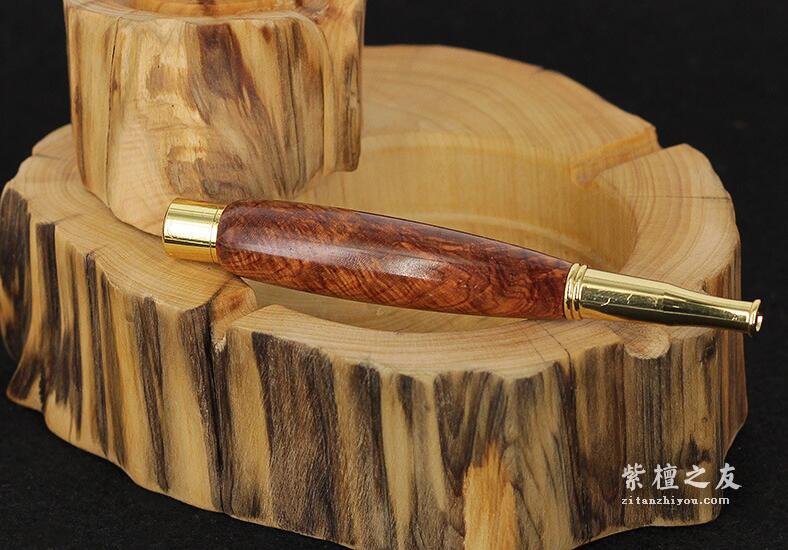 紫檀柳烟嘴 大肚过滤烟嘴直通型 纹路酷似海南黄花梨-6