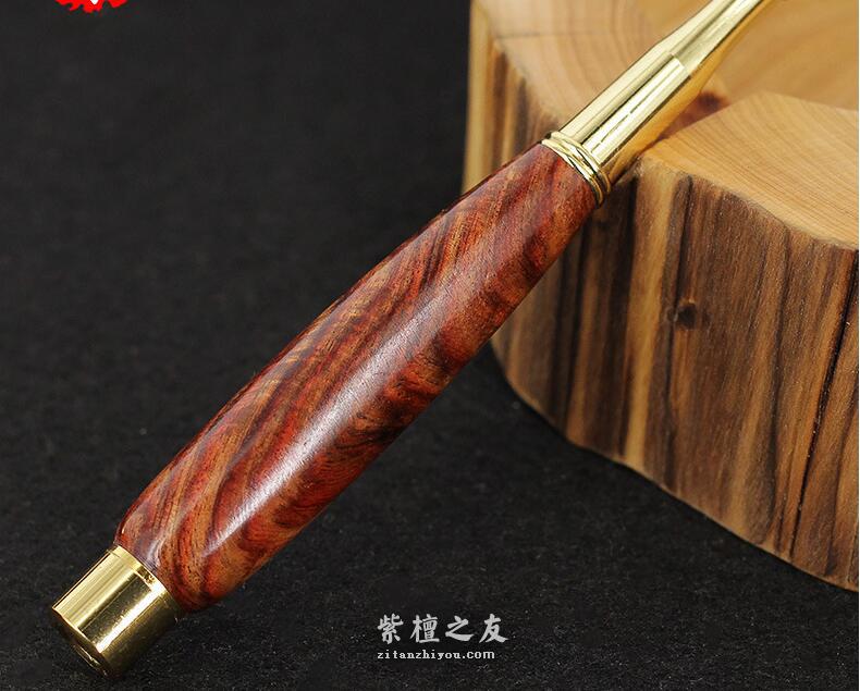 紫檀柳烟嘴 大肚过滤烟嘴直通型 纹路酷似海南黄花梨-7