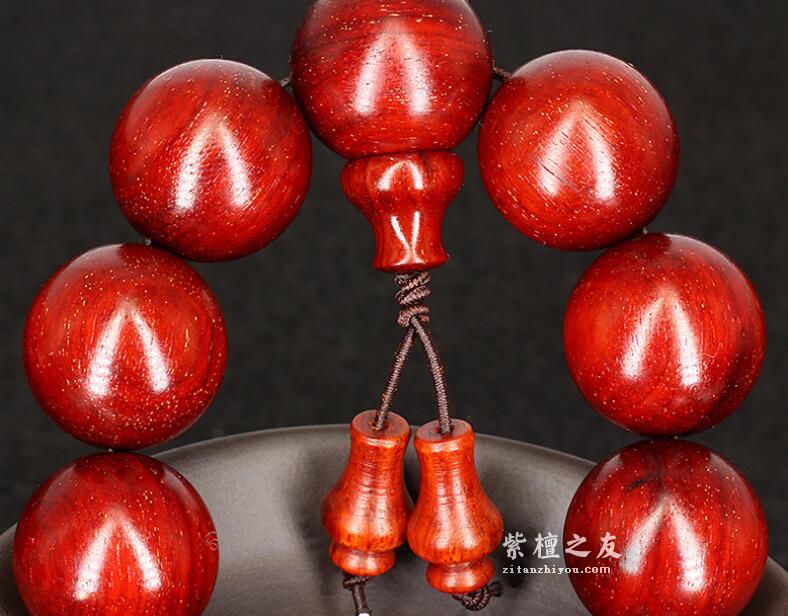 印度小叶紫檀鸡血红泥料1.8*13手串 高密度油性十足多金星佛珠 盘玩级-2