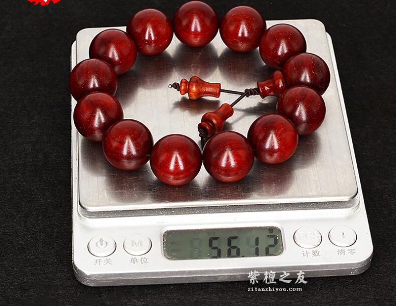印度小叶紫檀鸡血红泥料1.8*13手串 高密度油性十足多金星佛珠 盘玩级-5