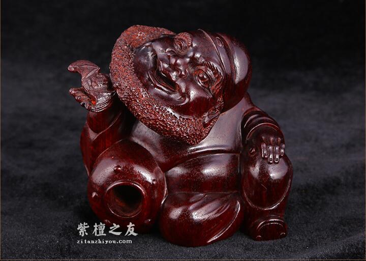 小叶紫檀福在眼前手工佛像-1