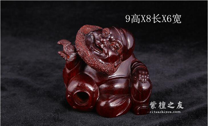 小叶紫檀福在眼前手工佛像-2