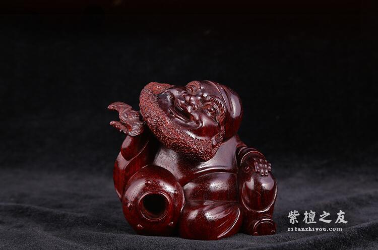 小叶紫檀福在眼前手工佛像-4