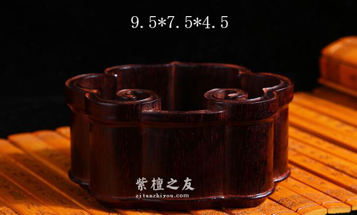 小叶紫檀手工雕刻香炉 如意工艺品摆件香插-2