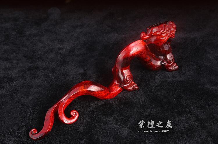 小叶紫檀手工雕刻离龙笔架 工艺品收藏品礼盒送礼佳品-2
