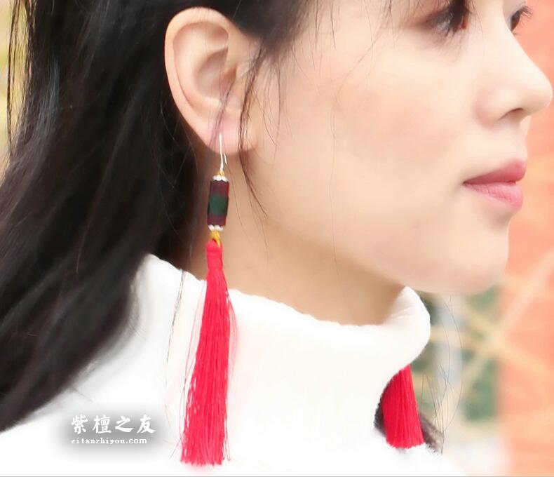 印度小叶紫檀婚庆耳坠耳饰 老婆女友生日礼物-2
