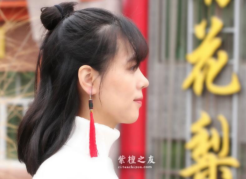 印度小叶紫檀婚庆耳坠耳饰 老婆女友生日礼物-4