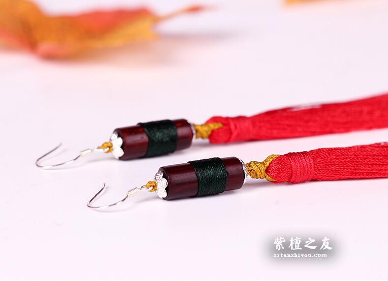 印度小叶紫檀婚庆耳坠耳饰 老婆女友生日礼物-3