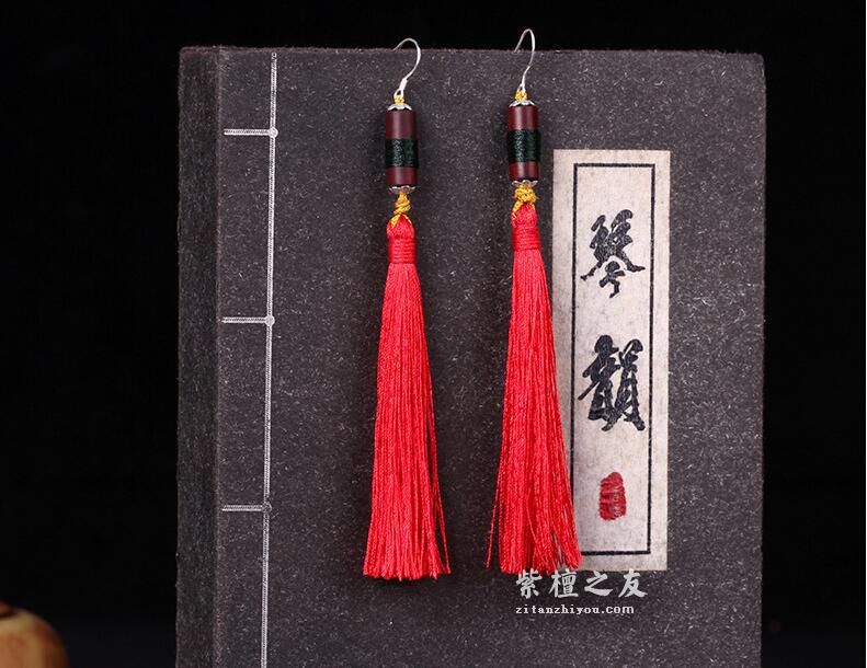 印度小叶紫檀婚庆耳坠耳饰 老婆女友生日礼物-10